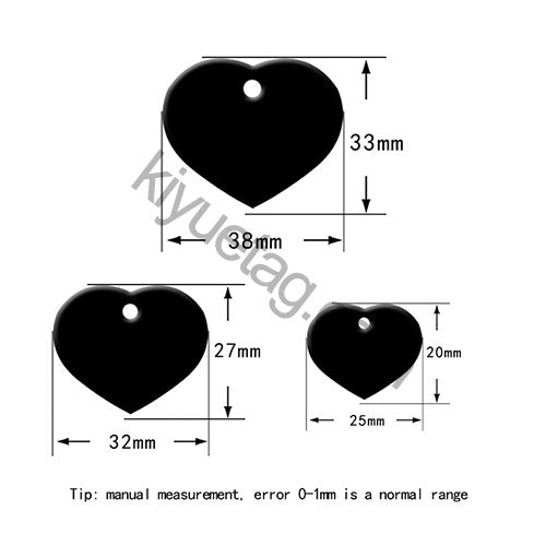 100Pcs/Set Heart Dog ID Tags Aluminum Pendant