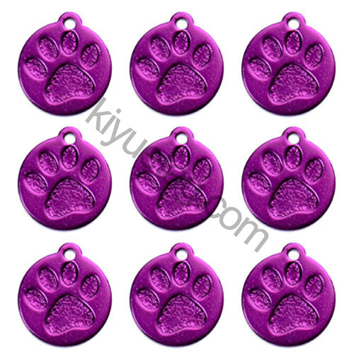 100Pcs/Set Round PAW Dog ID Tags Aluminum Pendant