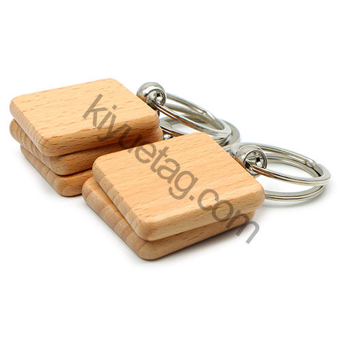 Wholesale 100/50Pcs Square Wood Keychain Blanks Keychain Key Ring Key Pendants