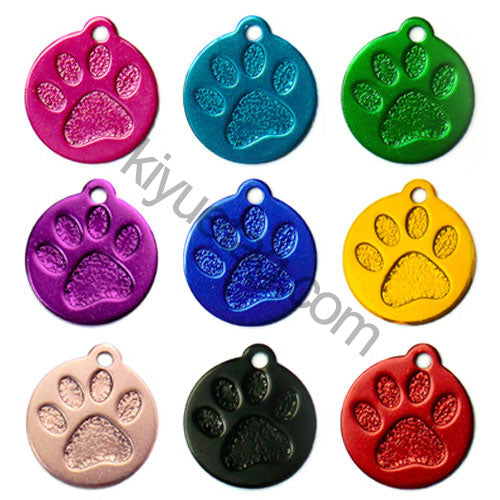 100Pcs/Set Round PAW Dog ID Tags Aluminum Pendant