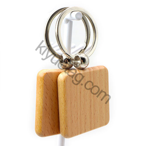Wholesale 100/50Pcs Square Wood Keychain Blanks Keychain Key Ring Key Pendants