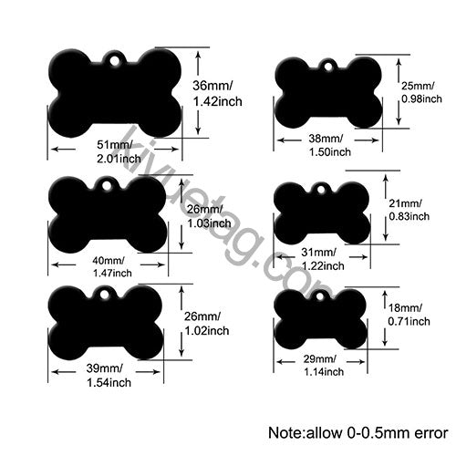 Wholesale 100Pcs/Set Bone Dog ID Tags Aluminum Pendant Pet Accessories Customized Name Logo Pet Dog Tag