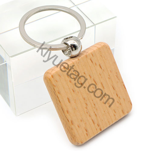 Wholesale 100/50Pcs Square Wood Keychain Blanks Keychain Key Ring Key Pendants