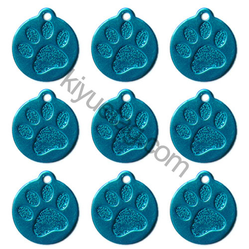 100Pcs/Set Round PAW Dog ID Tags Aluminum Pendant