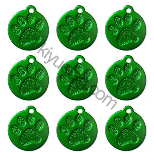 100Pcs/Set Round PAW Dog ID Tags Aluminum Pendant
