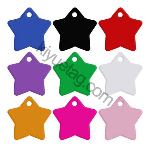 100Pcs/Set Star Dog ID Tags Aluminum Pendant