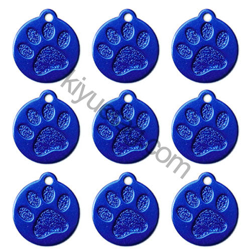 100Pcs/Set Round PAW Dog ID Tags Aluminum Pendant