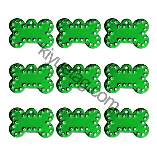 100Pcs/Set Rhinestone Bones Plates Dog ID Tags Aluminum Pendant