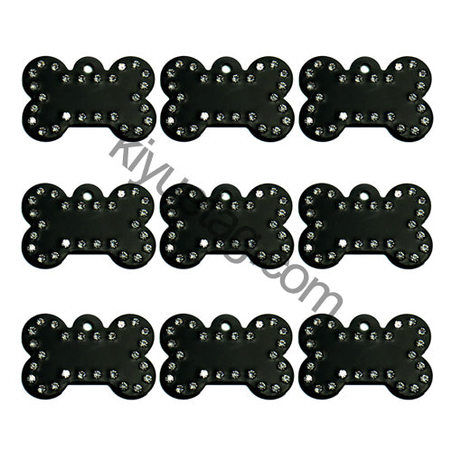 100Pcs/Set Rhinestone Bones Plates Dog ID Tags Aluminum Pendant