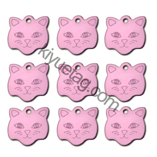 100Pcs/Set Cat Face Dog ID Tags Aluminum Pendant