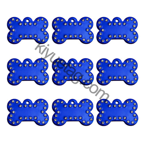 100Pcs/Set Rhinestone Bones Plates Dog ID Tags Aluminum Pendant