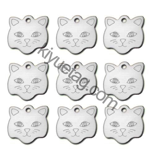 100Pcs/Set Cat Face Dog ID Tags Aluminum Pendant