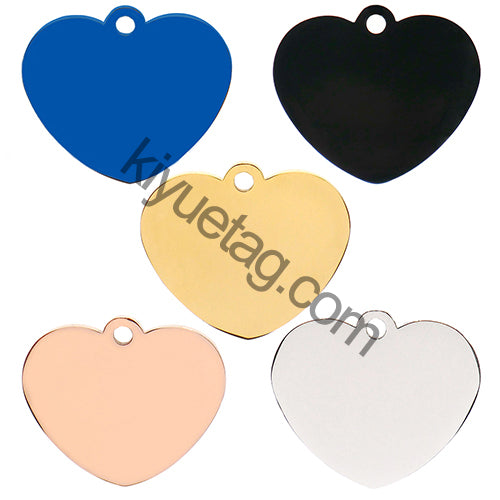 Wholesale 100 Pieces Heart ID Tag Personalized Engraving Custom Dog Identity Cat Lanyard Accessories Stainless Steel Pendant