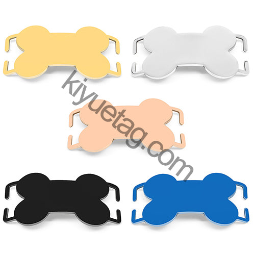 Wholesale 100pcs Curved Bone Stainless Steel Blank Tag Personalized Name Cat Dog Collar Accessories Anti-lost ID Nameplate
