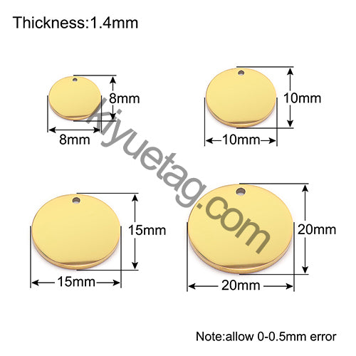 100pcs/Lot Stainless Steel Dog Id Tag Necklace Blank Round Plate Stamping Tags Custom Logo Charms Pet DIY Jewelry