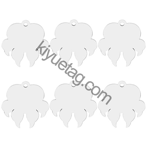 100Pcs/Set 100Pcs Dog Paw ID Tag Personalized Shape Stainless Steel Jewelry Pendant DIY Necklace Keyring Accessories