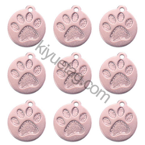 100Pcs/Set Round PAW Dog ID Tags Aluminum Pendant