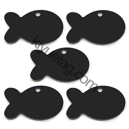 100PCS Personalized Pet ID Tag Fish Shape Stainless Steel Blank Engraved Pendant Accessories Key Ring Gift