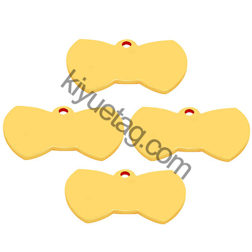 100Pcs Personalized Pet Cute Stainless Steel Tag Custom Engravable Keyring Pendant Dog Collar Bow Shape Accessories