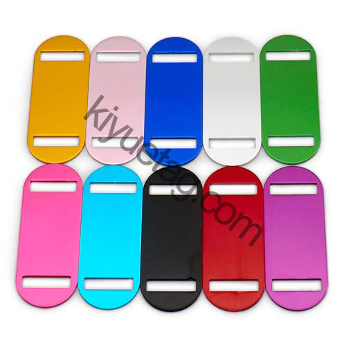100Pcs/Set Oval Square Holes Dog ID Tags Aluminum Pendant