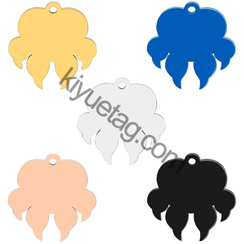 100Pcs/Set 100Pcs Dog Paw ID Tag Personalized Shape Stainless Steel Jewelry Pendant DIY Necklace Keyring Accessories