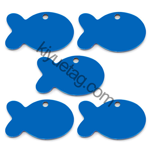 100PCS Personalized Pet ID Tag Fish Shape Stainless Steel Blank Engraved Pendant Accessories Key Ring Gift