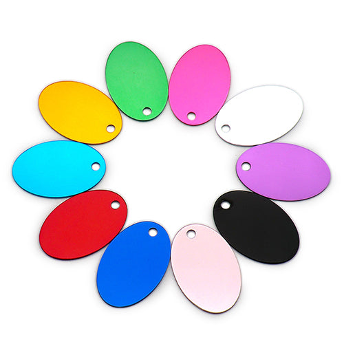 100Pcs/Set Oval Dog ID Tags Aluminum Pendant