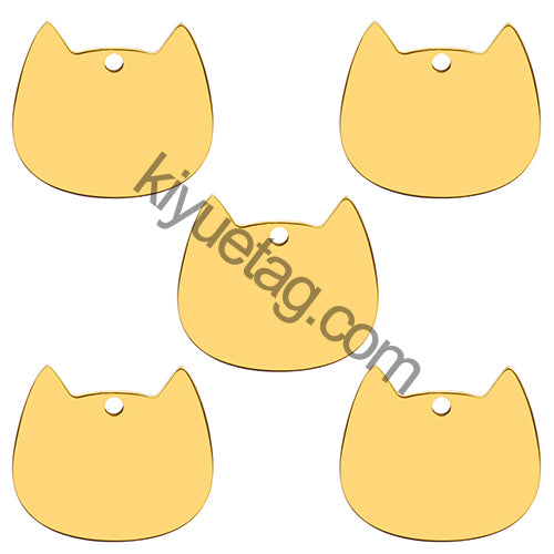 100Pcs Cat Id Tag Face Shape Lovey Pendant Collar Accessories Stainless Steel Dog Name Blank Metal Engraved Quality Neck