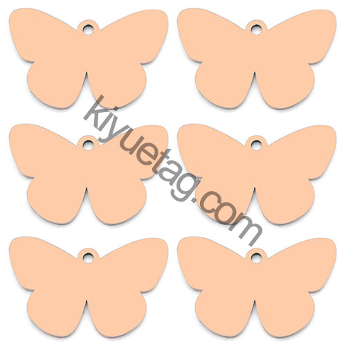 100PCS Customizable Butterfly Shape Stainless Steel Tag Engravable Anti-lost Keyring Pendant Jewelry Necklace Charm Accessories