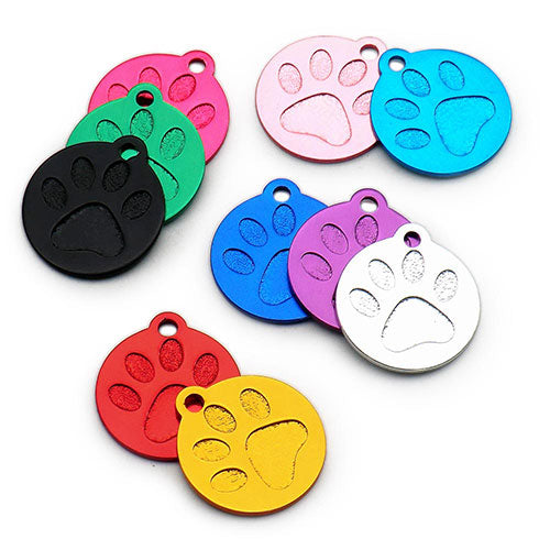100Pcs/Set Round PAW Dog ID Tags Aluminum Pendant