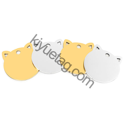 100PCS Personalized Customizable Pet Stainless Steel Tag Laser Engraving Anti-Lost ID Tag Cat Collar Pendant Accessories