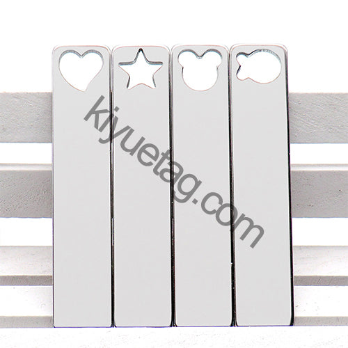 100Pcs Pet Dog Stainless Steel Rectangle Metal Blank Tag Memorial Pendant Necklace Jewelry Makings