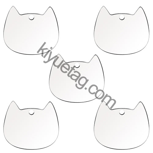 100Pcs Cat Id Tag Face Shape Lovey Pendant Collar Accessories Stainless Steel Dog Name Blank Metal Engraved Quality Neck