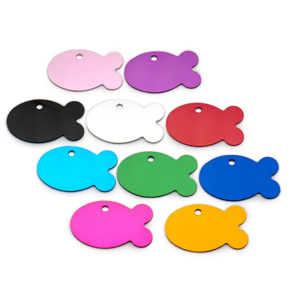 100Pcs/Set Fish Dog ID Tags Aluminum Pendant