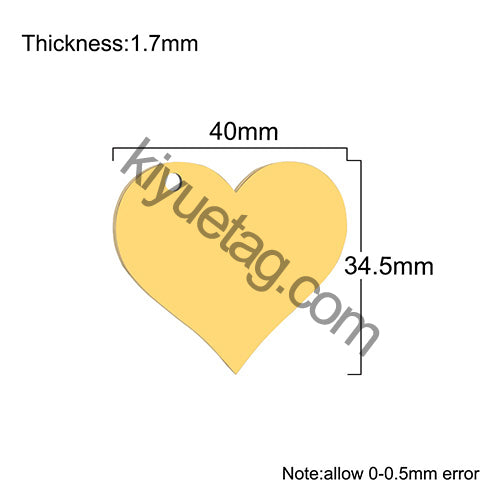 Wholesale 100Pcs Personalized Engravable Love Blank tag Minimalist Heart Shape Pendant Necklace Accessories
