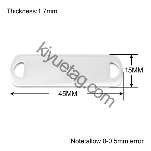 100Pcs Custom Accessories Pet Dog Stainless Steel Blank Tag Personalized Engravable Nameplate Rectangle Charm Pendant Necklace