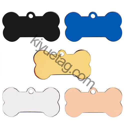 Wholesale 100 Pieces Stainless Steel Bone Pet Identity Dog ID Tag Personalized Laser Custom Cat Collar Accessories