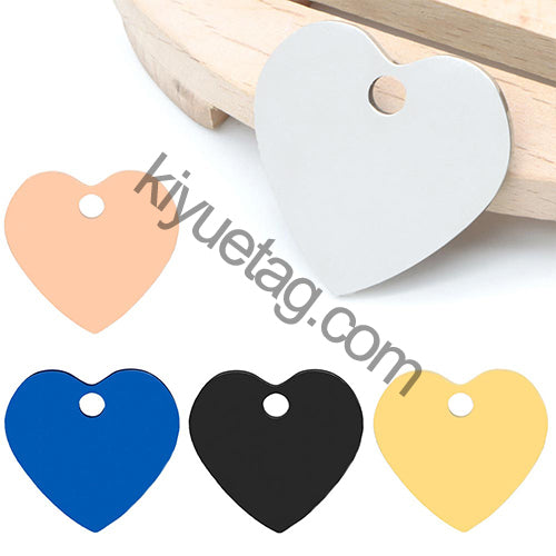 100Pcs Personalized Pet Dog ID Tag Blank Stainless Steel Heart Charm Laser Pendant Engravable Jewelry Plate Gift Souvenir