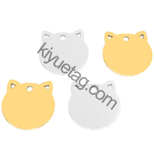 100PCS Personalized Customizable Pet Stainless Steel Tag Laser Engraving Anti-Lost ID Tag Cat Collar Pendant Accessories