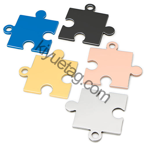 100pcs Dog Id Tag Stainless Steel Charms Jigsaw Puzzle Pendants Fashion Neckalce Couple Plate Jewelry Making Findings DIY