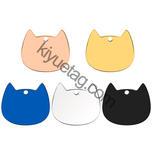100Pcs Cat Id Tag Face Shape Lovey Pendant Collar Accessories Stainless Steel Dog Name Blank Metal Engraved Quality Neck