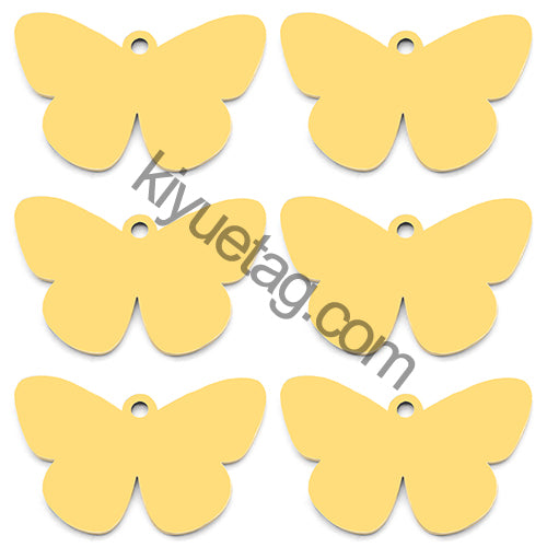 100PCS Customizable Butterfly Shape Stainless Steel Tag Engravable Anti-lost Keyring Pendant Jewelry Necklace Charm Accessories