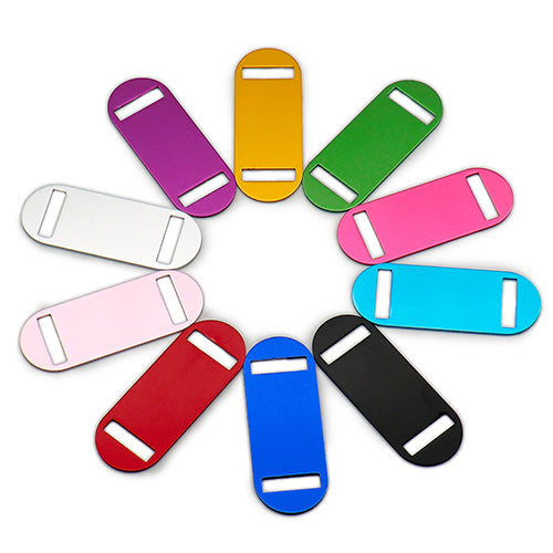 100Pcs/Set Oval Square Holes Dog ID Tags Aluminum Pendant