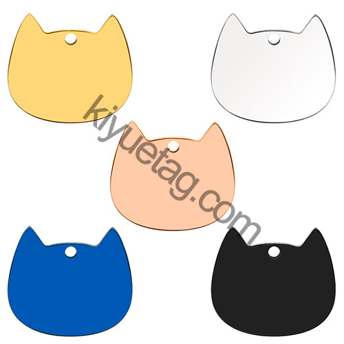100Pcs Cat Id Tag Face Shape Lovey Pendant Collar Accessories Stainless Steel Dog Name Blank Metal Engraved Quality Neck