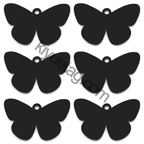 100PCS Customizable Butterfly Shape Stainless Steel Tag Engravable Anti-lost Keyring Pendant Jewelry Necklace Charm Accessories