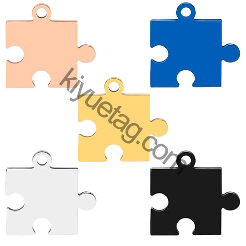 100pcs Dog Id Tag Stainless Steel Charms Jigsaw Puzzle Pendants Fashion Neckalce Couple Plate Jewelry Making Findings DIY