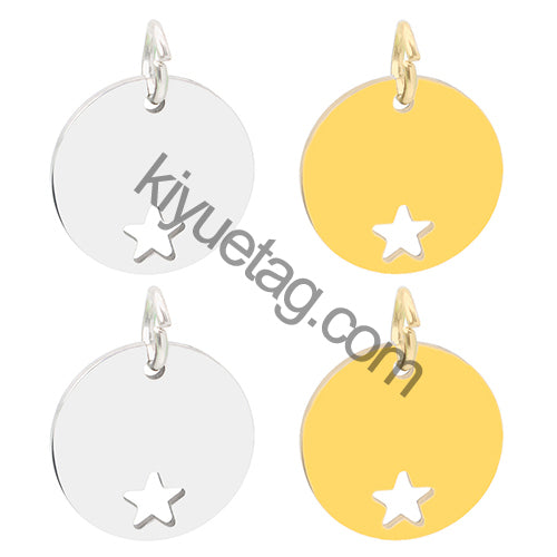 Wholesale 100pcs Blank Stainless Steel ID Tag Round Pet Dog Nameplate Custom Engraved Pendant Key Ring Necklace Accessories