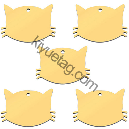 100PCS Personalized Cat Face Stainless Steel Dog Pet ID Tag Keychain Engraved Name Puppy Collar Metal Pendant Keyring Accessorie