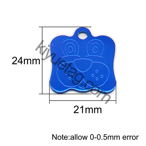 100Pcs/Set Dog Face Dog ID Tags Aluminum Pendant