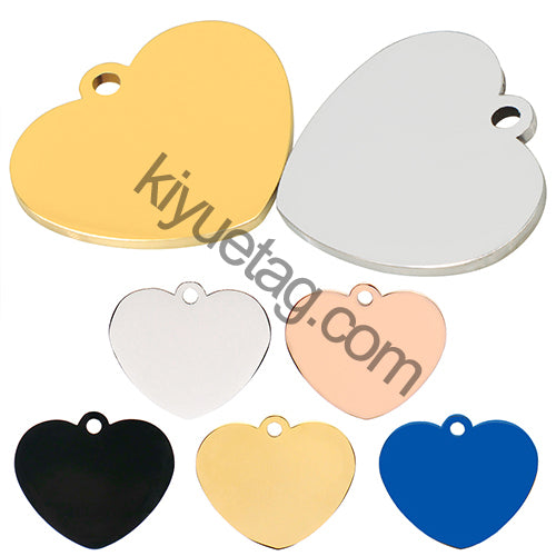 Wholesale 100 Pieces Heart ID Tag Personalized Engraving Custom Dog Identity Cat Lanyard Accessories Stainless Steel Pendant